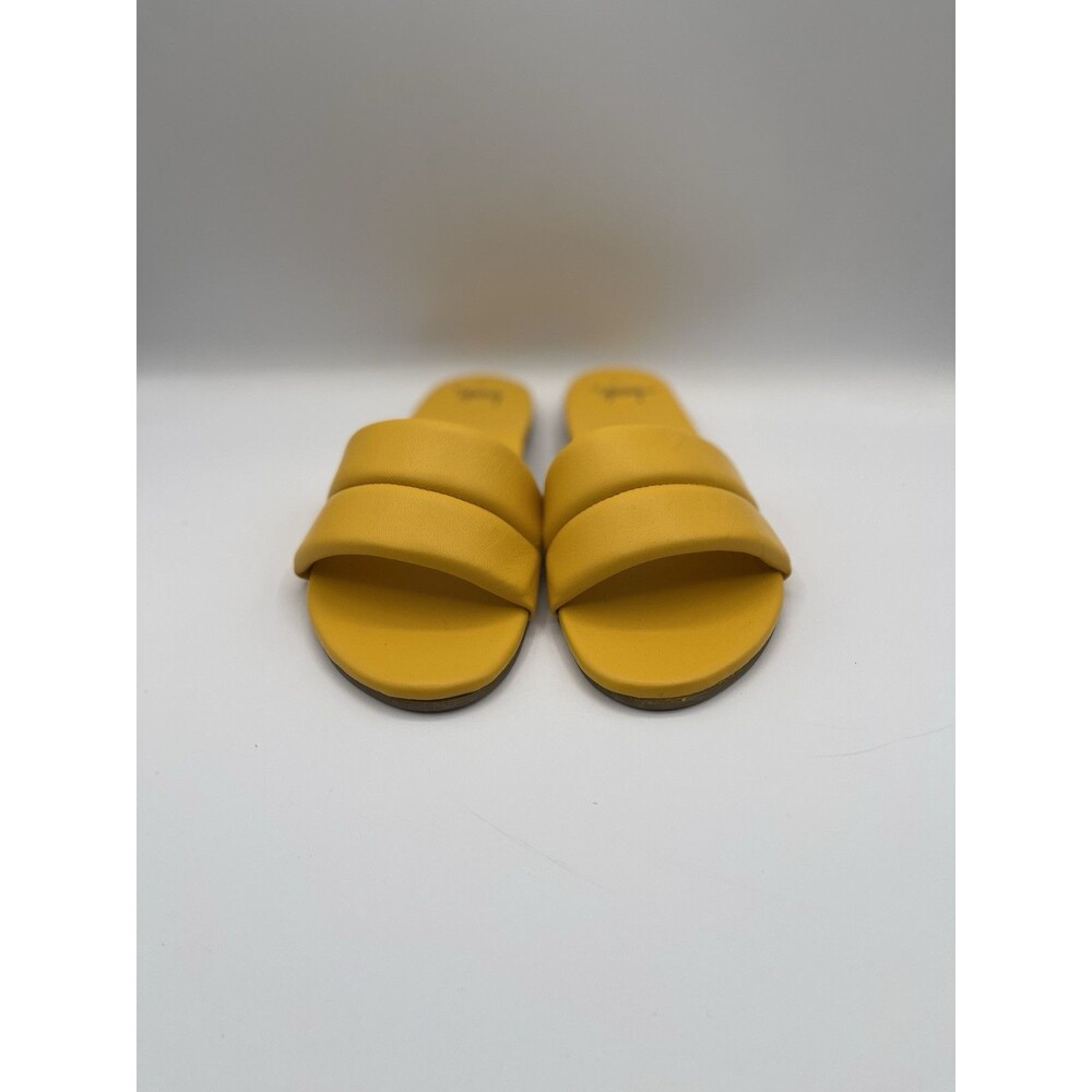 Beek Anthropologie Sandals Women Yellow Sugarbird Leather Slide Shoes Size 9 New